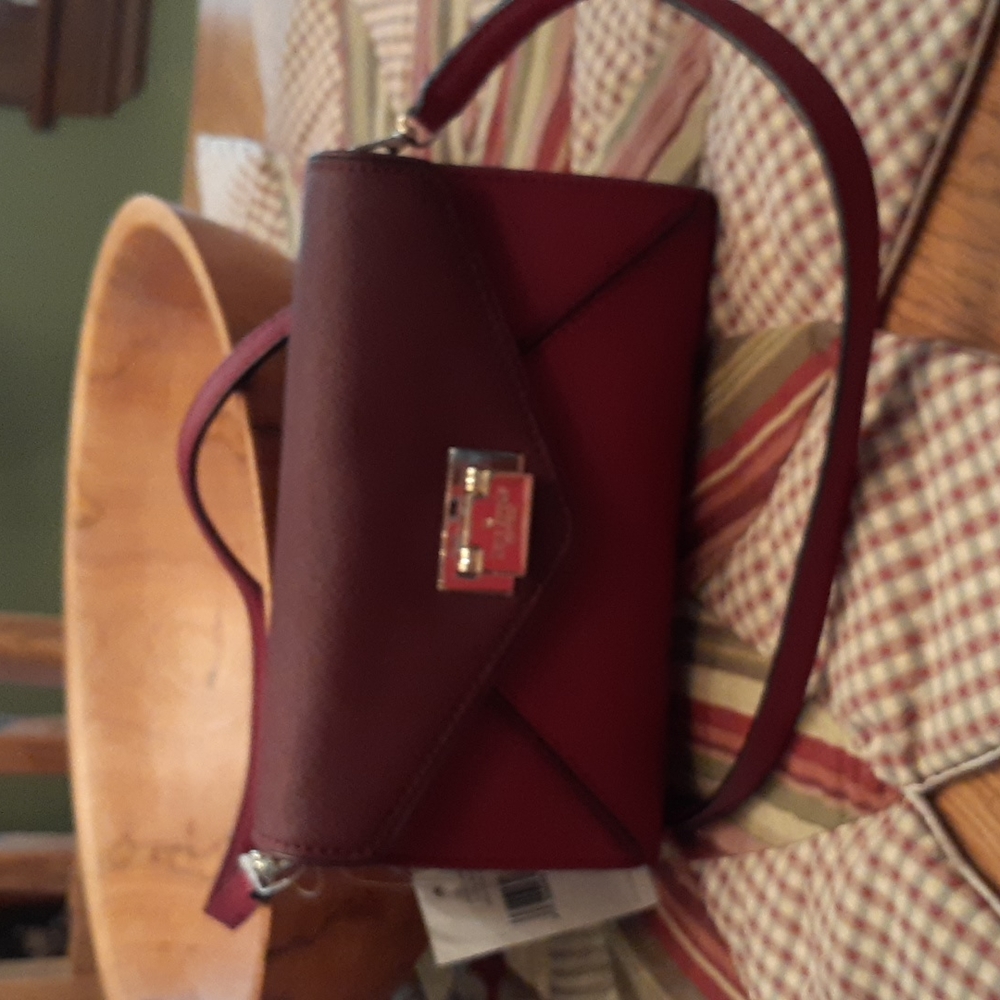 Kate Spade two tone burgundy Crossbody Wallet NWT